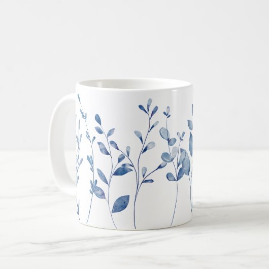 Mug Watercolor Blue Leaves (Devant gauche)