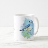 Mug Watercolor Bluebird Pretty Blue Garden Bird Art (Devant droit)