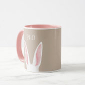 Mug Watercolor Bunny Ears On Beige With Custom Name (Devant gauche)