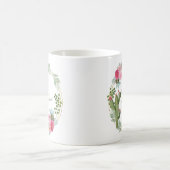 Mug Watercolor Cactus Pink Floral Wreath Personalized  (Centre)
