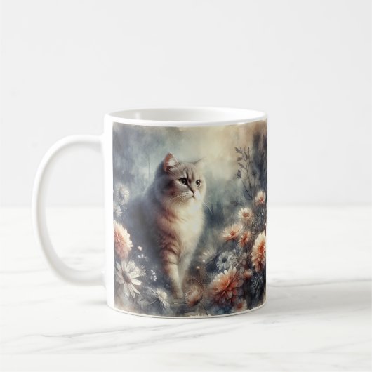 Mug Watercolor Chat & Floral - L'amour d'une mère (Gauche)