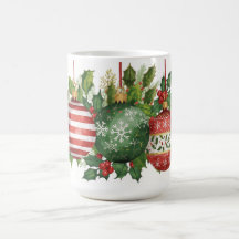 Watercolor Christmas Ornaments Holly Garland