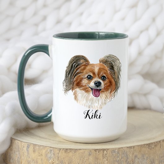 Mug Watercolor Cute Papillon Chien race Fun Faits