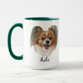 Mug Watercolor Cute Papillon Chien race Fun Faits (Gauche)