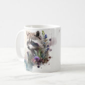Mug Watercolor Cute Raccoon Spring Flowers (Devant gauche)