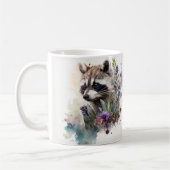 Mug Watercolor Cute Raccoon Spring Flowers (Gauche)