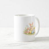 Mug Watercolor Easter Bunny with Pastel Eggs and Sprin (Devant droit)