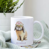 Mug Watercolor Floral Bunny Rabbit Personalized