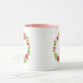 Mug Watercolor Floral Monogram I Custom Gold Initial (Centre)