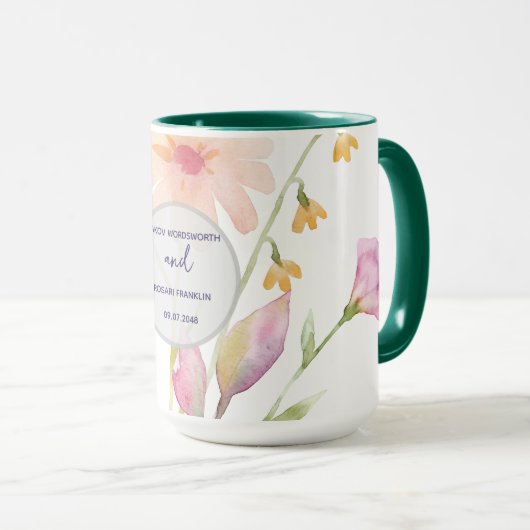 Mug watercolor flower editable (Devant droit)