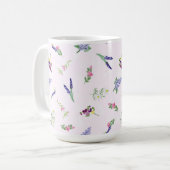 Mug Watercolor Flowers on Pale Pink Lacy Texture (Devant gauche)