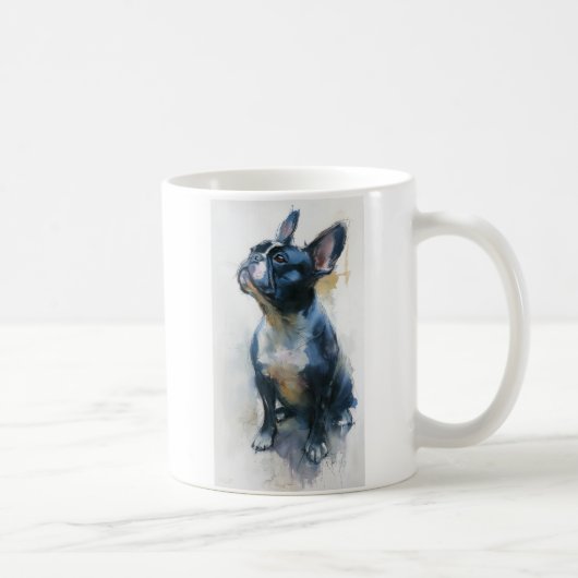 Mug Watercolor French bulldog sitting (Droite)