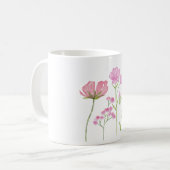 Mug Watercolor Hand-painted Pink Wildflowers  (Devant gauche)