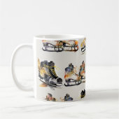 Mug Watercolor Ice Skates with Autumn Leaves Pattern (Gauche)