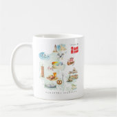 Mug Watercolor Illustrated Map Denmark | Monogram (Gauche)
