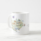 Mug Watercolor Illustrated Map Iceland | Monogram (Devant gauche)