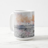 Mug Watercolor Japanese Pagoda & Fuji (Devant gauche)