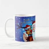 Mug Watercolor Magical Santa Claus Smiling Rudolph (Gauche)
