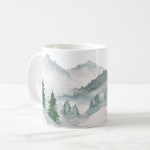 Mug Watercolor Mountain Forest Paysage en céramique (Devant gauche)