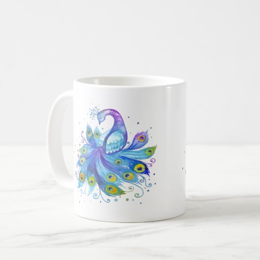 Mug Watercolor peacock (Devant gauche)