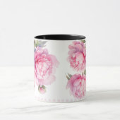 Mug watercolor Peonies floral and foliage elegant (Centre)
