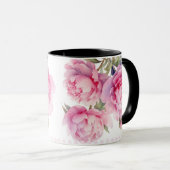 Mug watercolor Peonies floral and foliage elegant (Devant droit)