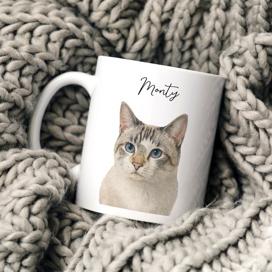 Mug Watercolor Pet Cat Portrait Script Name