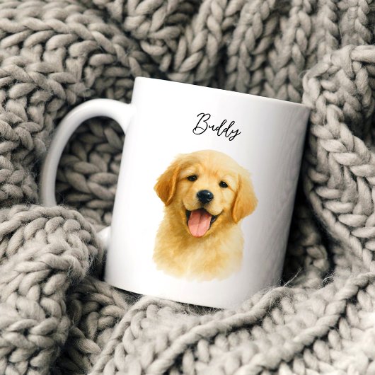 Mug Watercolor Pet Dog Portrait Script Name