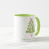 Mug Watercolor Pink Mahjong Christmas Tree Party (Devant droit)