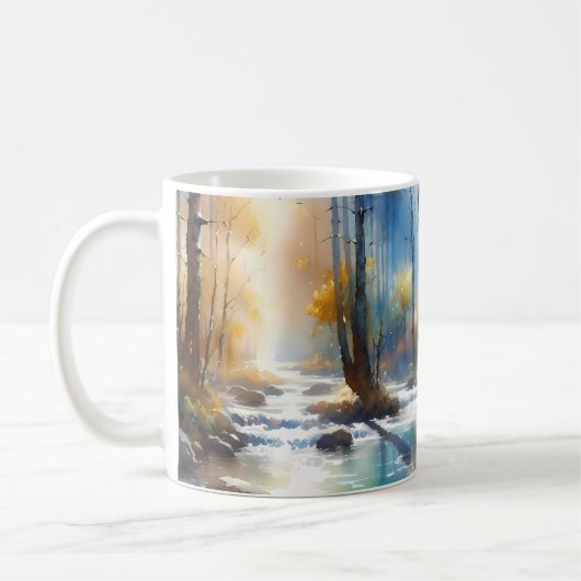 Mug Watercolor River Horsewoman Forest Light (Gauche)