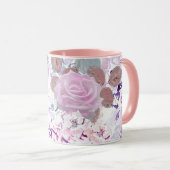Mug Watercolor roses et hydrangeas. (Devant droit)
