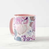 Mug Watercolor roses et hydrangeas. (Devant gauche)
