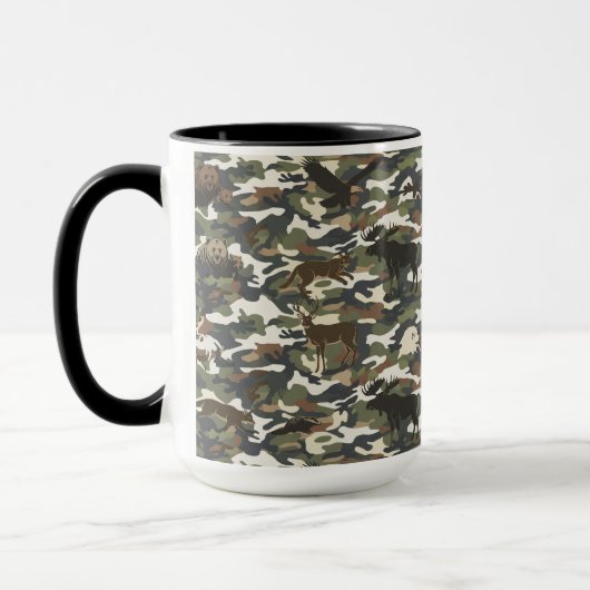 Mug Watercolor Style Camouflage Camo with Animals (Gauche)