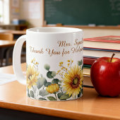 Mug Watercolor Sunflower Teacher Appreciation Script