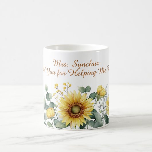 Mug Watercolor Sunflower Teacher Appreciation Script (Centre)