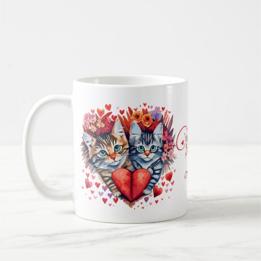 Mug Watercolor Valentines cats with love (Gauche)