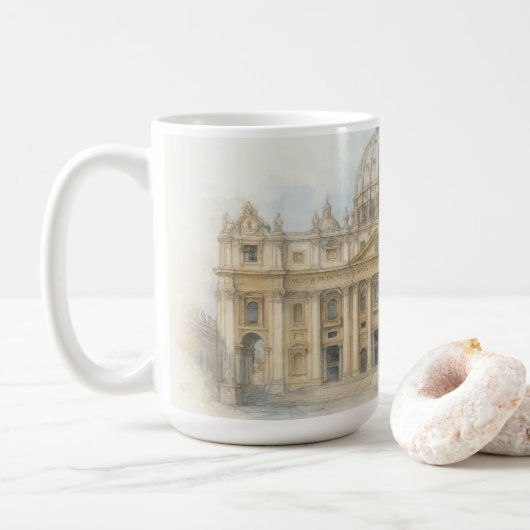 Mug Watercolor Vatican | St. Peter’s Basilica Italy (Avec donut)