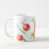 Mug Watercolor vegetables veggie pattern monogrammed (Gauche)