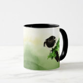Mug Watercolor Wildlife Magpie Bird Nature art Café (Devant droit)