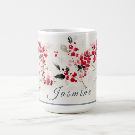 Mug Watercolor Winter Berry Personalized (Centre)
