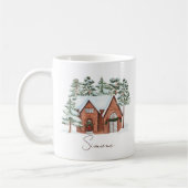 Mug Watercolor Winter Farmhouse Russe Noël (Gauche)