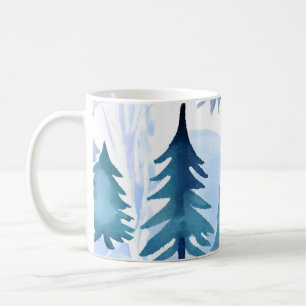Mug Watercolor Winter Forest Motif sans joint