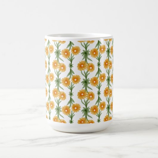 Mug Watercolour Orange Daisy Pattern (Centre)