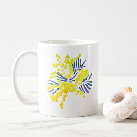 Mug Wattle Mimosa fleurie jaune Australie (Avec donut)