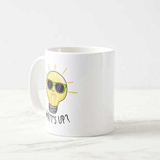 Mug Watts Up Funny Light Bulb Pun (Devant gauche)