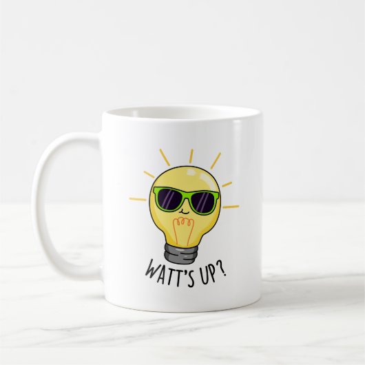 Mug Watts Up Funny Light Bulb Pun (Gauche)