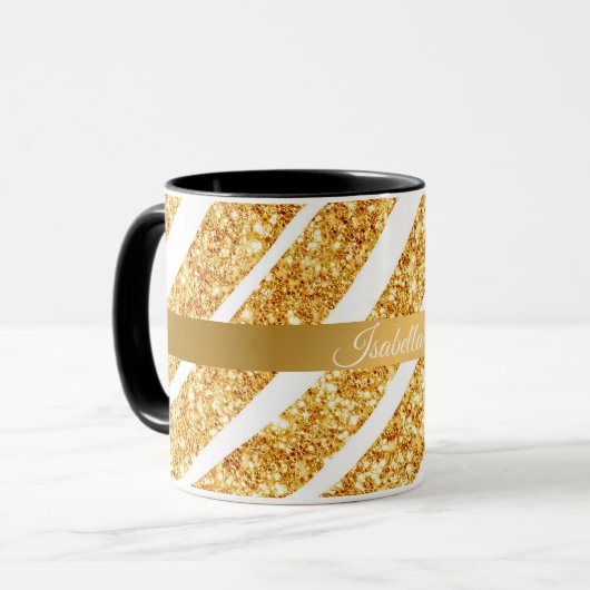Mug Wave Sea Gold Parties scintillant Boho Popular Col (Devant gauche)