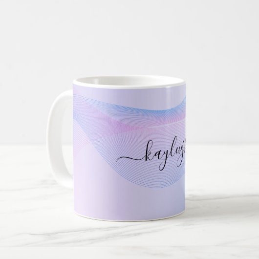 Mug Wavelines Abstraites bleu rose (Devant gauche)