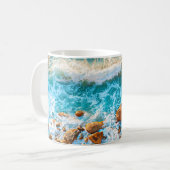 Mug Waves on a rocky beach at sunset. Aerial viewbeach (Devant gauche)