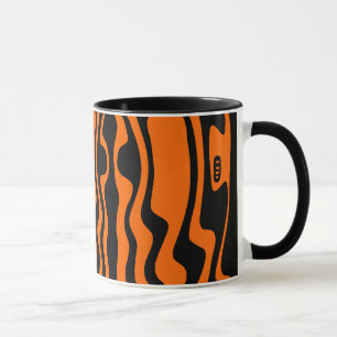 Mug Wavey Stripey - noir et orange